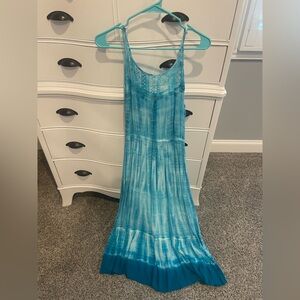 Charlie Paige Aqua Tie-Dye Dress